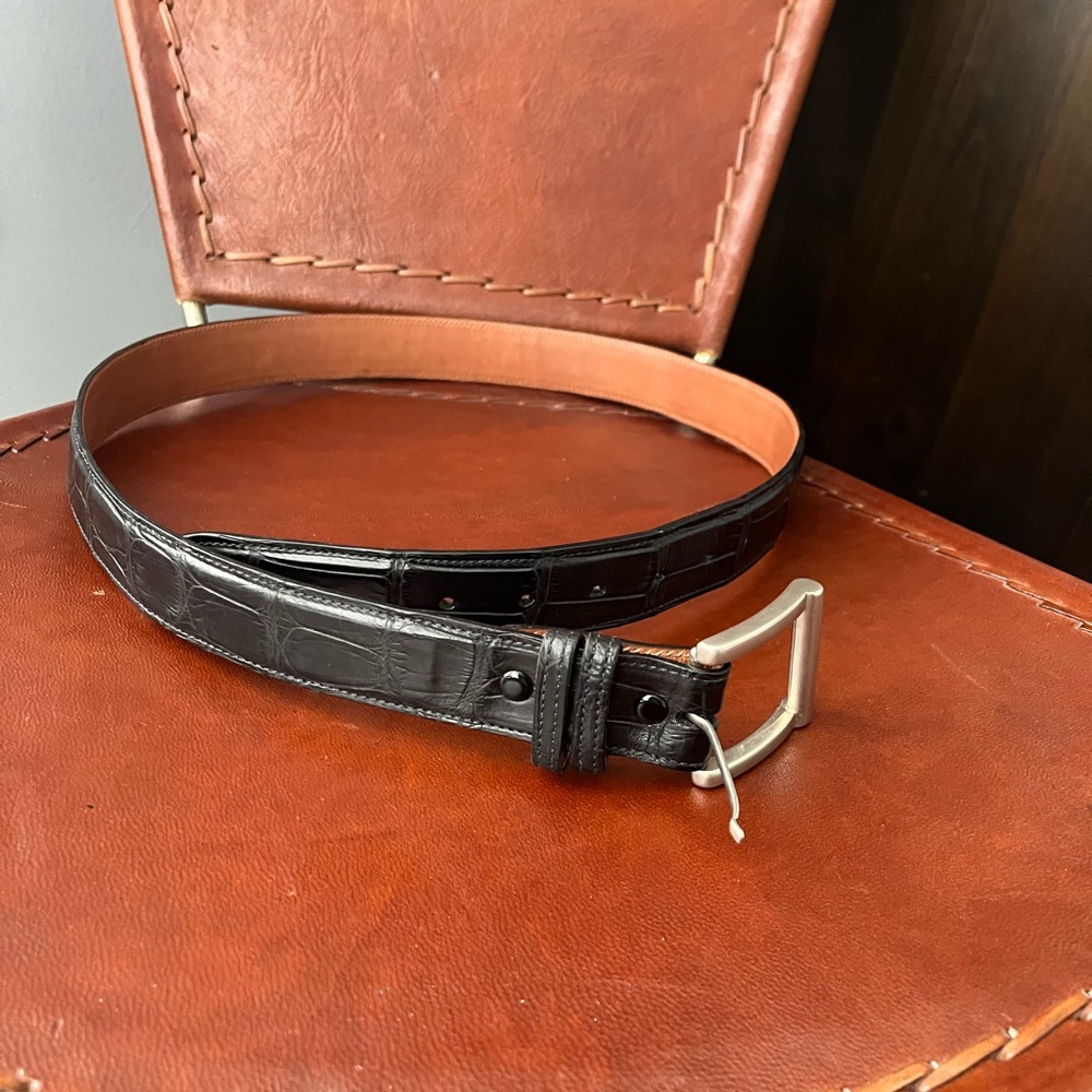 Genuine Alligator Skin Dress Belt Handmade sz 38